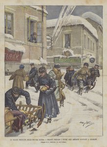 Les grandes chutes de neige en Petite Russie, les soldats apportent des vivres aux habitants bloqués à Charkow - Achille Beltrame