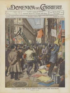 Les élections générales à Milan, la lutte des affiches dimanche dernier dans la Galleria Vittorio Emanuele