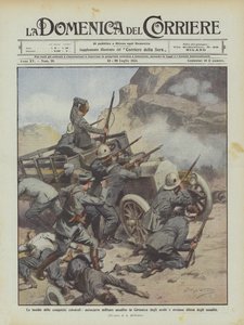 Les dangers des conquêtes coloniales, camion militaire attaqué en Cyrénaïque par les Arabes