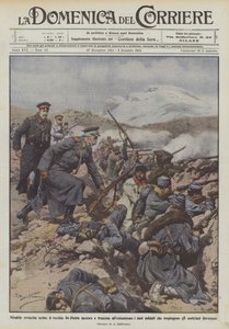 Revanche serbe, le vieux roi Pierre encourage et entraîne ses soldats - Achille Beltrame