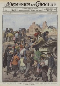 Élan admirable de charité envers les sinistrés du tremblement de terre, distribution de nourriture faite - Achille Beltrame