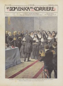 Modène, la remise de la médaille à sœur Céleste, une héroïne de la charité - Achille Beltrame