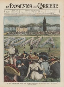 Au 2663ᵉ Noël de Rome, exercice final de la démonstration de gymnastique donnée par les élèves des écoles à la Villa Borghese