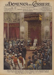 Dans la salle du Trône au Quirinal, Victor-Emmanuel accepte officiellement pour lui et pour ses descendants