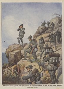 Sur le plateau de Cyrénaïque, patrouilles des alpins Vestone en reconnaissance sur les flancs de Derna - Achille Beltrame