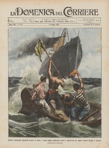 Quatre naufragés espagnols perdus en mer, et, après de longues souffrances, aperçus et sauvés