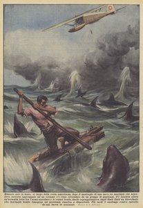 Seul en mer, au large de la côte américaine, après le naufrage d