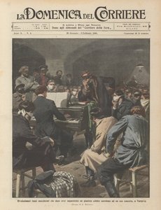 Révolutionnaires russes masqués qui, après avoir enlevé un pianiste célèbre, assistent à son concert - Achille Beltrame