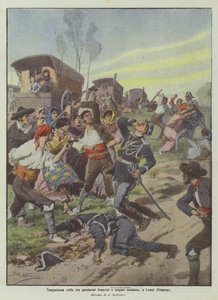 Rixe sanglante entre gendarmes français et gitans andalous, à Lunel (France) - Achille Beltrame