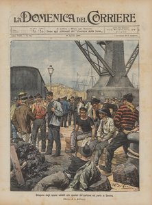 Grève des ouvriers chargés du déchargement du charbon au port de Savone - Achille Beltrame