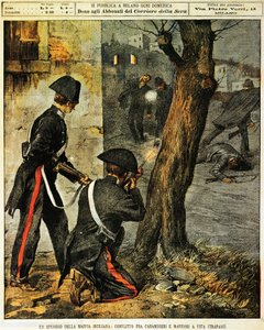 Événement de la mafia sicilienne, Combat entre carabiniers et gangsters de la mafia à Trapani, illustration d