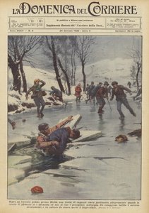 Sur un torrent gelé, près de Biella, une bande de garçons patinait joyeusement - Achille Beltrame