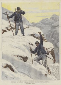 Surpris par la glace et la neige sur les montagnes de Posina (Vicence)