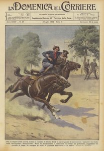 Parmi les tâches de la nouvelle police montée de New York, il y a aussi celle de secourir les cavaliers - Achille Beltrame