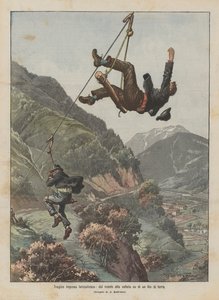 Entreprise enfantine tragique, de la montagne à la vallée sur un fil de fer