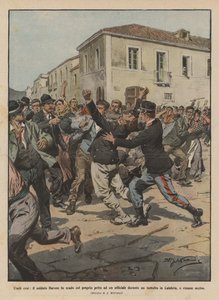 Humbles héros, le soldat Barone fait bouclier de son propre corps à un officier pendant une émeute