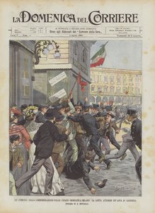 Un épisode de la commémoration des cinq journées à Milan, la lutte autour d