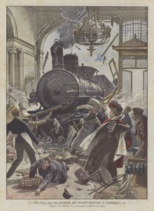 Un train dans la salle du restaurant à la gare de Francfort - Achille Beltrame