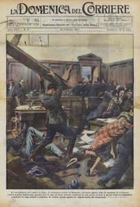 Un énergumène dans le temple de Thémis - Achille Beltrame