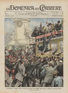 Un épisode du 1er mai à Paris, un Russe tirant depuis un omnibus sur les troupes - Achille Beltrame