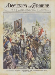 Une manifestation caractéristique de paysans siciliens pour le partage des terres communales - Achille Beltrame