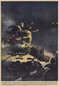 Une motocyclette avec deux personnes, de nuit, entre Varèse et Arcisate, heurtait la barrière