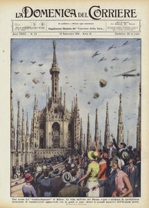 Une scène du bombardement de Milan - Achille Beltrame