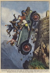 Une automobile, dans laquelle avaient pris place sept enfants, descendait, il y a quelques jours