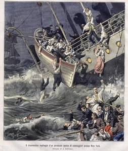 Naufrage du bateau Larchmont au large de New York en février 1907 - Achille Beltrame