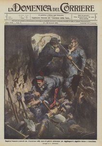 Sapeurs français et allemands qui se rencontrent dans le creusement de galeries souterraines pour atteindre - Achille Beltrame