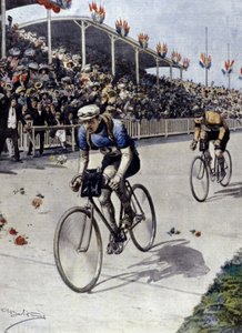 Cycliste Peer Breton, vainqueur du Tour de France en 1908. Illustration par Achille Beltrame - Achille Beltrame