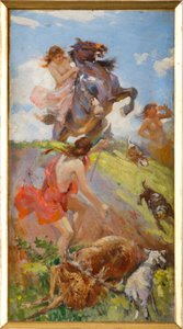Amazones chassant un cerf - Achille Boschi
