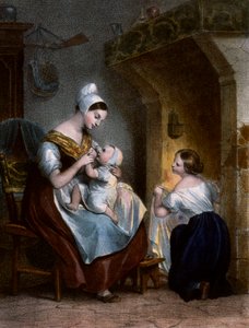 Infirmière allaitant un bébé. Lithographie, vers 1850 - Achille Devéria