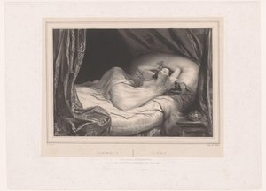 Fille dormant sur un lit - Achille Devéria