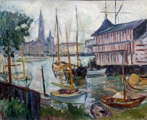 Étang avec bateaux de pêche - Achille Emile Othon Friesz