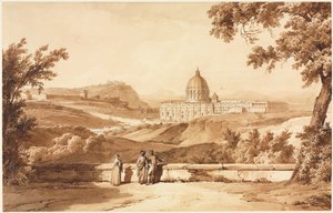 Vue de Saint-Pierre, Rome - Achille Etna Michallon