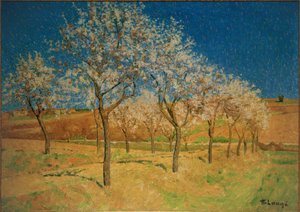 Paysage aux arbres en fleurs