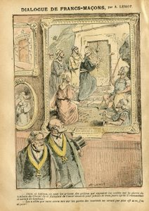 Illustration par Achille Lemot (1846-1909) dans Le Pèlerin, 31/03/07 - Dialogue des Francs-Maçons - Art, Antimaçonnisme, Religion Foi, Catholicisme - Séparation de l