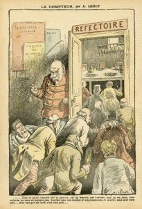 Illustration de Achille Lemot (1846-1909) dans Le Pèlerin, 27/03/04 - Le dompteur - Restaurant Cafés, Gastronomie cuisinier - Combes Emile (1835-1921), Dompteur - Métaphore Alimentaire - Achille Lemot