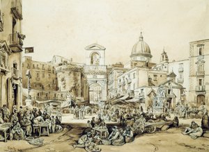 Porta Capuana à Naples, par Achille Vianelli, sépia - Achille Vianelli