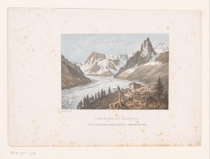 Vue sur le glacier Mer de Glace et Montanvert dans la vallée de Chamonix - Ad. Cuvillier