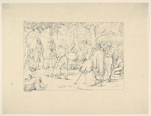 Prière dans le camp de Stonewall Jackson, des Gravures de la Guerre Confédérée - Adalbert John Volck