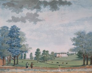 La grande maison et le parc de Chawton, vers 1780 - Adam Callander