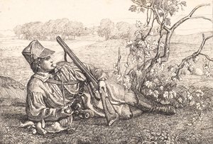 Paysage avec un chasseur au repos - Adam Müller