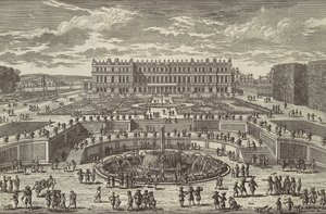 Vue du château de Versailles, façade du jardin, 1680s - Adam Perelle