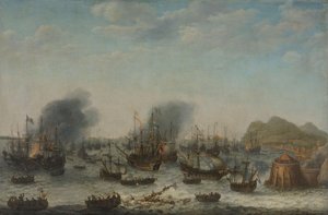 La défaite des Espagnols à Gibraltar par une flotte hollandaise sous le commandement de l