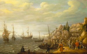 Navires néerlandais au mouillage près d