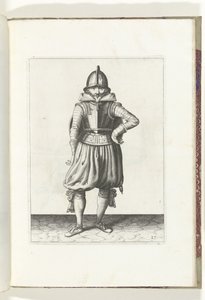Exercice avec bouclier et lance : le soldat au repos avec le bouclier sur le dos (n° 27), 1618 - Adam van Breen