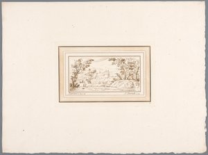 Paysage fluvial avec le mur d