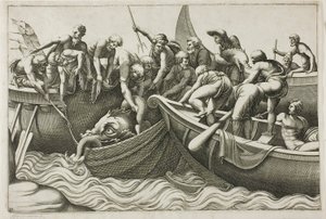 Pêcheurs attrapant un monstre marin